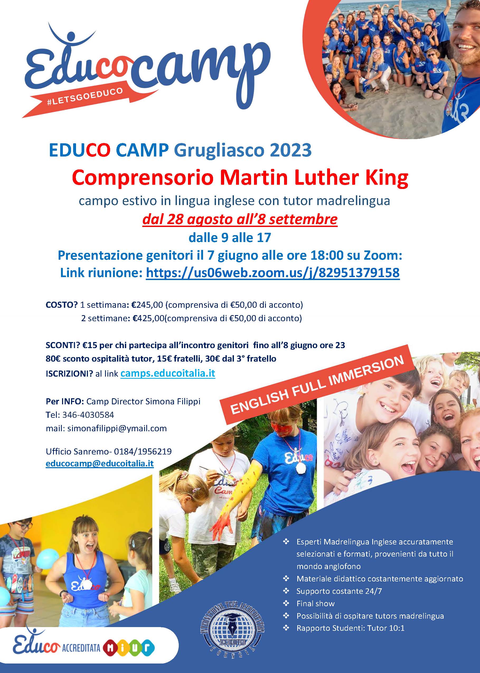 Summer Camp con esperti madrelingua inglese